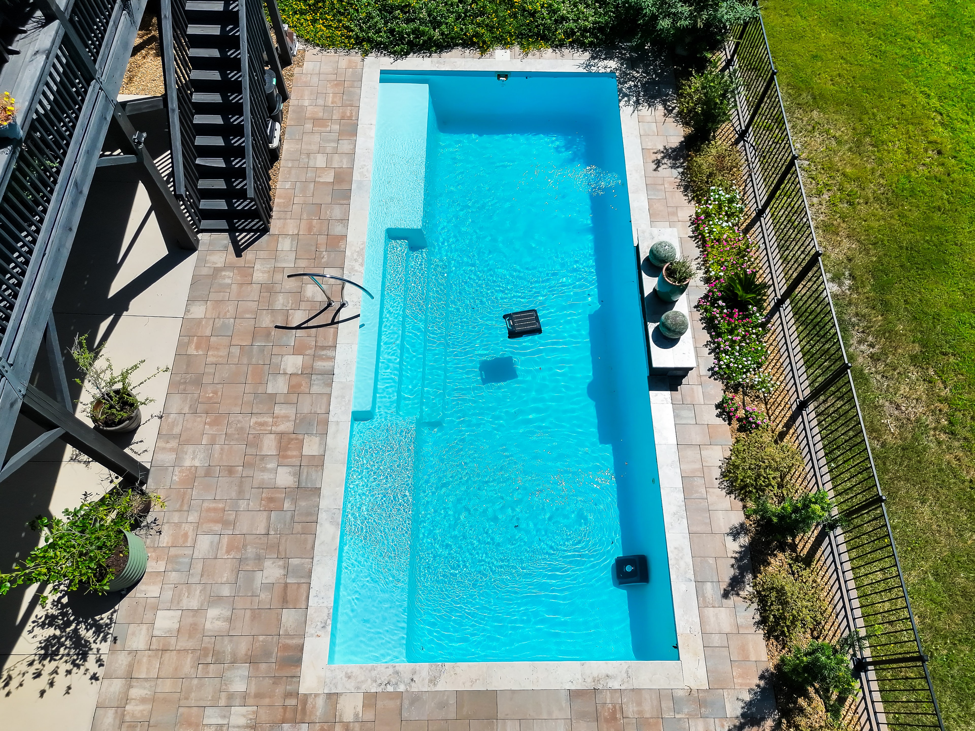 Luxury backyard pool installation